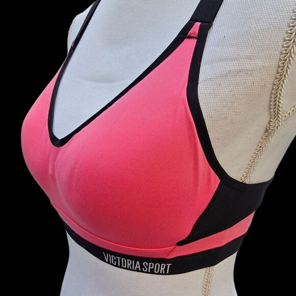 Victoria Sport ✦ Racerback Sports Bra ✦ Pink & Black w/ Logo Band Size 32C EUC - Picture 2 of 9